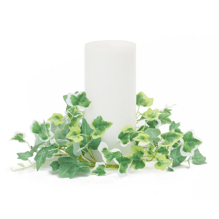 Melrose International Mixed Ivy Candle Ring, Set of 6, Green/White - 85982DS
