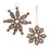 Melrose International Wood Bead Snowflake Ornament, Set of 12, Brown - 86009DS