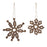 Melrose International Wood Bead Snowflake Ornament, Set of 12, Brown