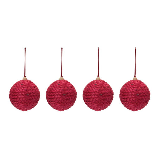 Melrose International Jute Ball Ornament, Set of 4, Red