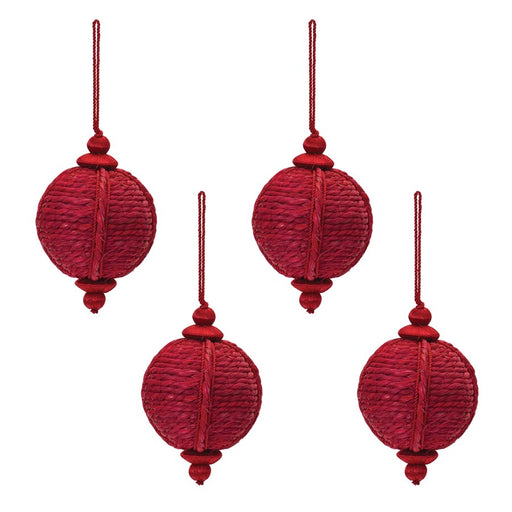 Melrose International Jute Onion Ornament, Set of 4, Red