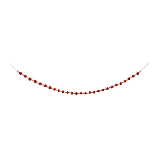 Melrose International Fabric Ball String Garland, Set of 2, Red/Beige