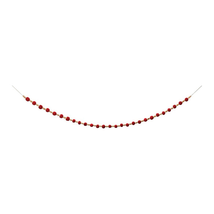 Melrose International Fabric Ball String Garland, Set of 2, Red/Beige