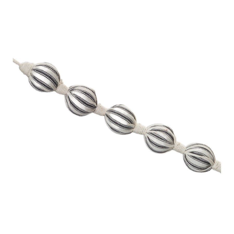Melrose Int. Fabric Ball String Garland, Set of 2, Cream/Black - 86021DS