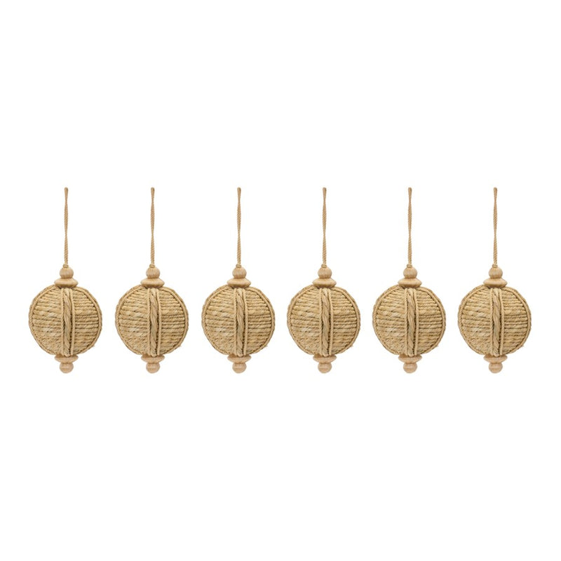 Melrose International Jute Onion Ornament, Set of 6, Brown