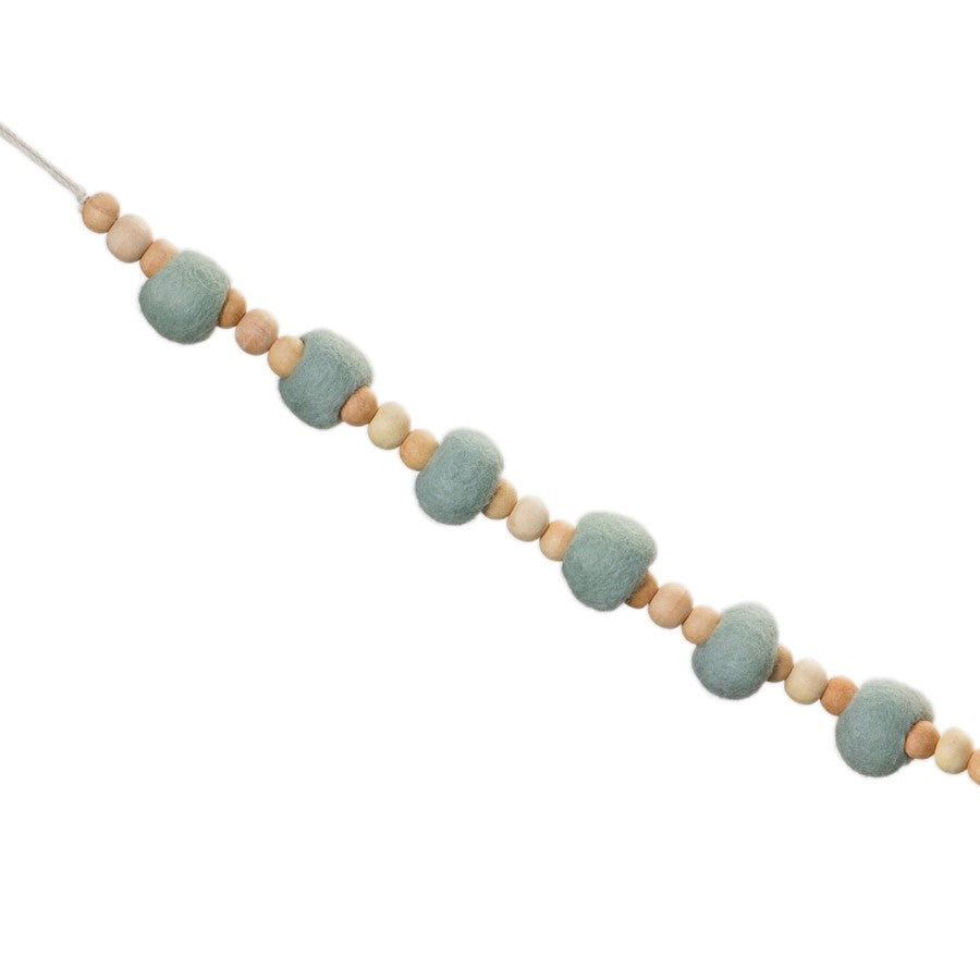 Melrose International Wood Beaded String Garland, Set of 2, Blue/Tan - 86024DS