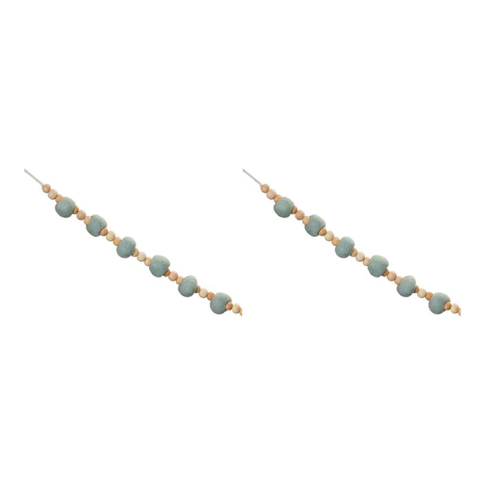 Melrose International Wood Beaded String Garland, Set of 2, Blue/Tan