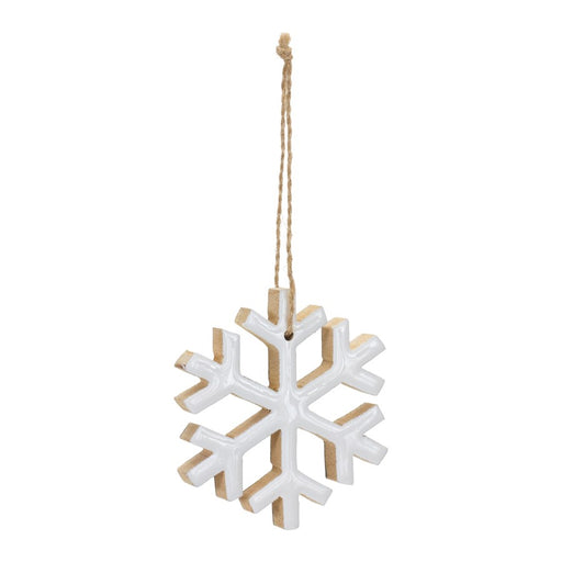 Melrose International Wood Snowflake Ornament, Set of 12, White