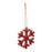Melrose International Wood Snowflake Ornament, Set of 12, Red