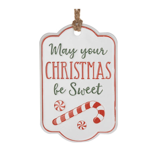 Melrose Holiday Sentiment Tag Ornament, Set of 12, White/Red