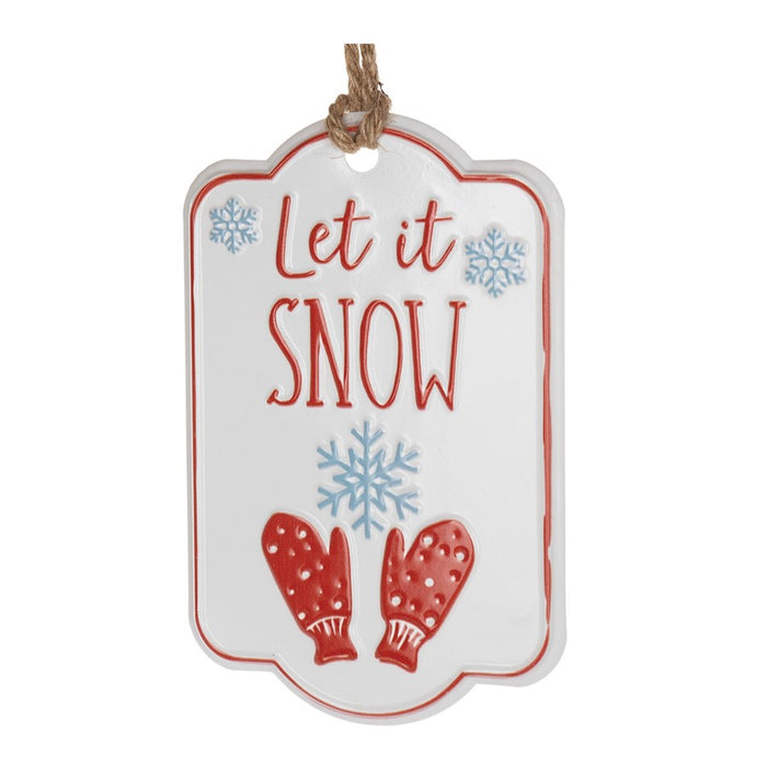 Melrose Holiday Sentiment Tag Ornament, Set of 12, White/Red