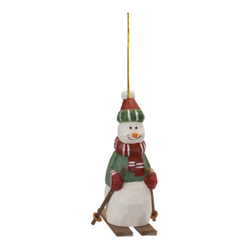 Melrose Snowman on Skis Ornament, Set of 6, Green/Red/White