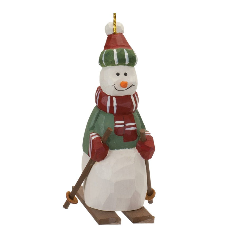 Melrose Snowman on Skis Ornament, Set of 6, Green/Red/White