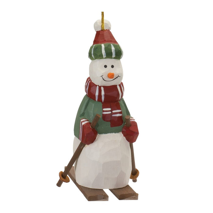 Melrose Snowman on Skis Ornament, Set of 6, Green/Red/White