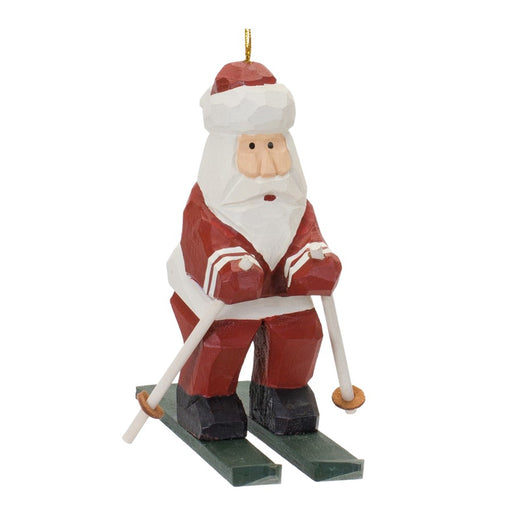 Melrose Int. Santa on Skis Ornament, Set of 6, Green/White/Red - 86051DS
