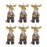 Melrose Int. Moose on Skis Ornament, Set of 6, Brown/Black/Tan