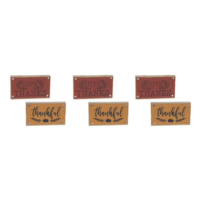 Melrose International Thankful Harvest Sign, Set of 6, Yellow/Red