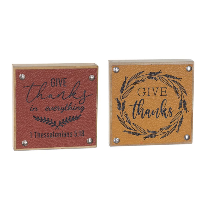 Melrose Give Thanks Harvest Sign, Set of 6, Yellow/Red/Brown - 86056DS