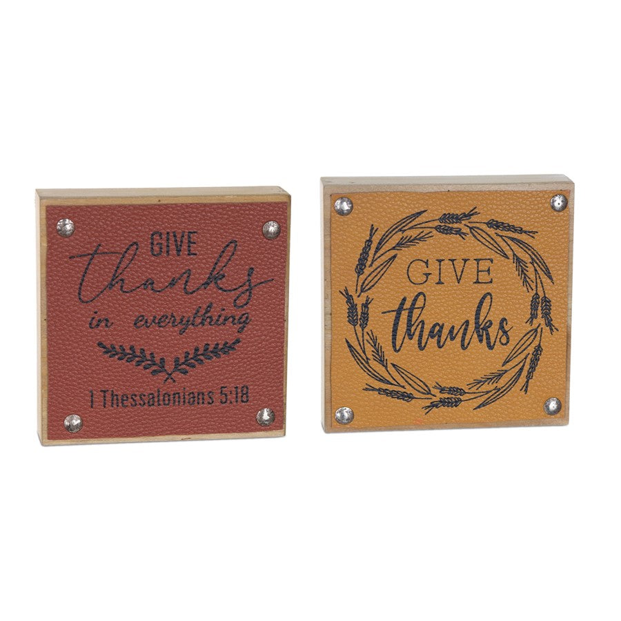 Melrose Give Thanks Harvest Sign, Set of 6, Yellow/Red/Brown - 86056DS