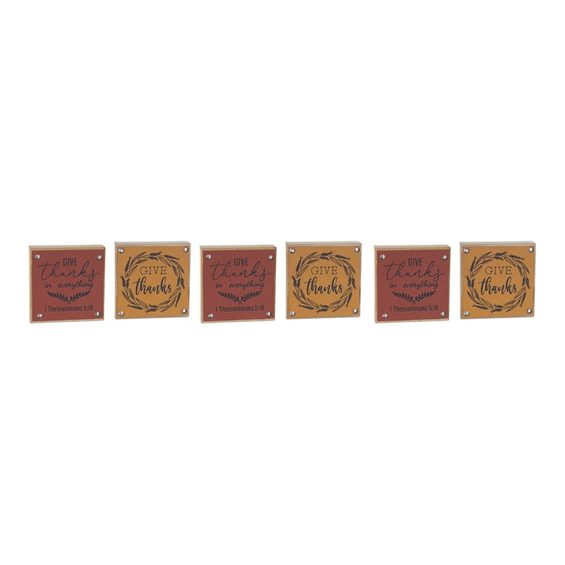 Melrose Give Thanks Harvest Sign, Set of 6, Yellow/Red/Brown