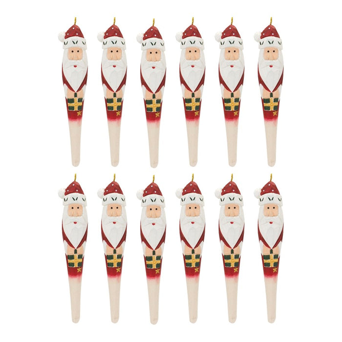 Melrose International Santa Drop Ornament, Set of 12, Red/White/Green