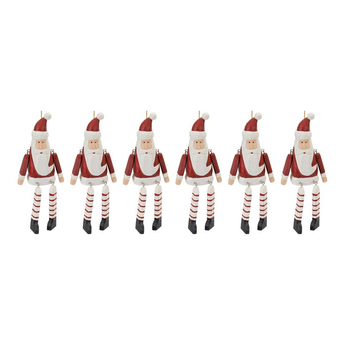 Melrose International Dangle Santa Ornament, Set of 6, Red/White