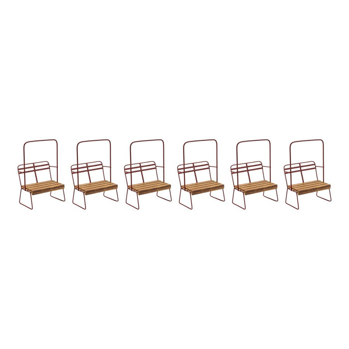 Melrose Vintage Ski Chair Lift Ornament, Set of 6, Red/Brown