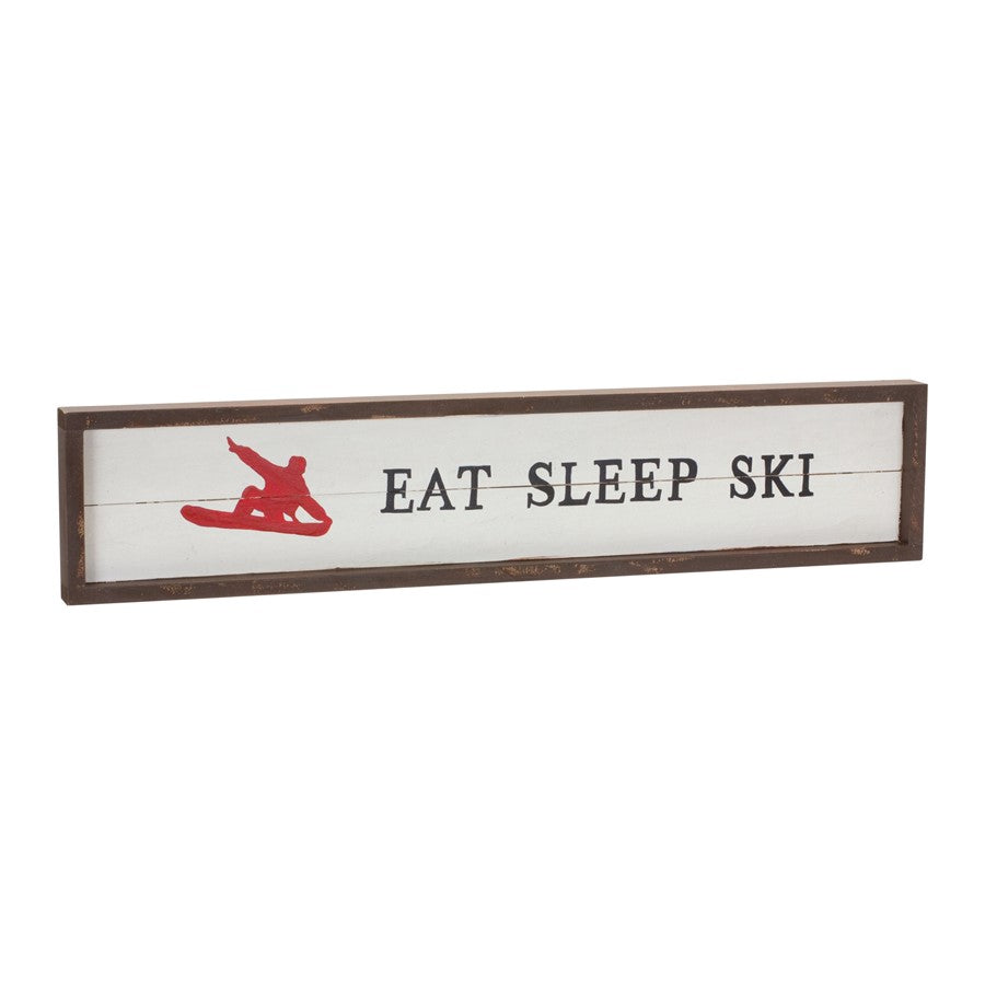Melrose International Eat Sleep Ski Sign 23"L, Cream/Brown/Red - 86065DS
