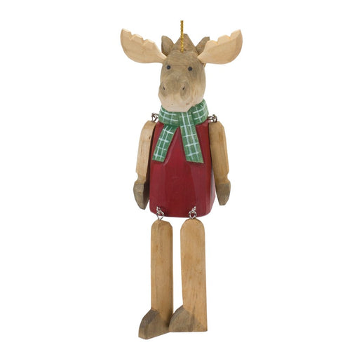Melrose International Dangle Moose Ornament, Set of 6, Red/Brown - 86068DS