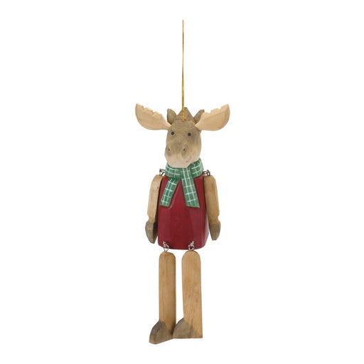Melrose International Dangle Moose Ornament, Set of 6, Red/Brown