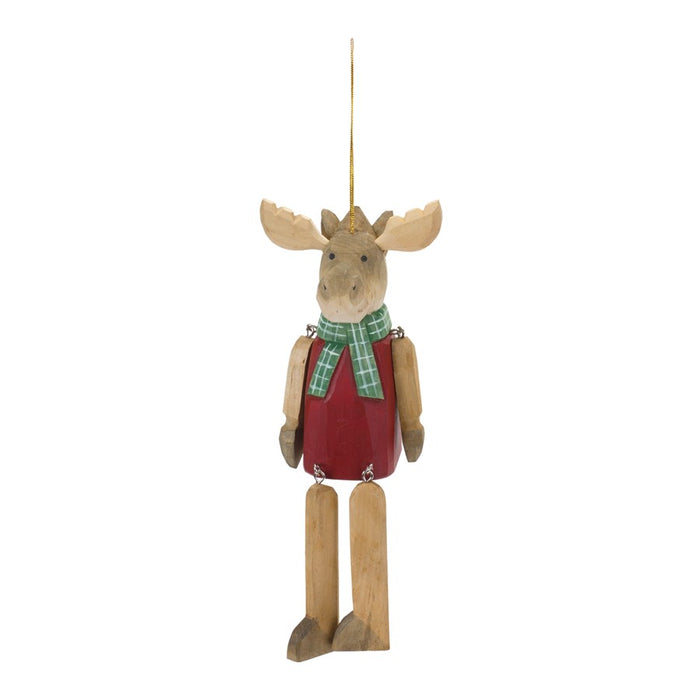 Melrose International Dangle Moose Ornament, Set of 6, Red/Brown