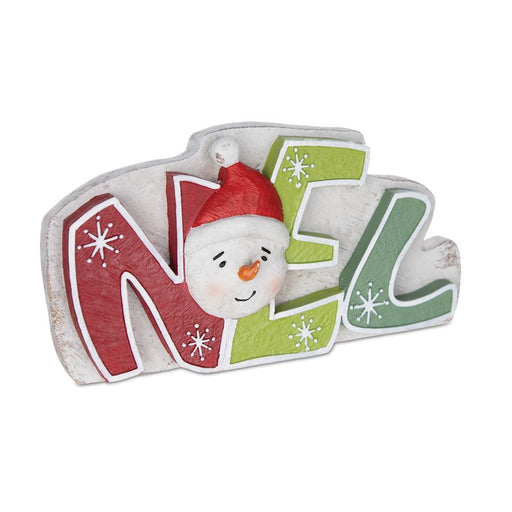 Melrose Snowman Noel Joy Snow Tabletop Sign, Set of 3, Blue/Green