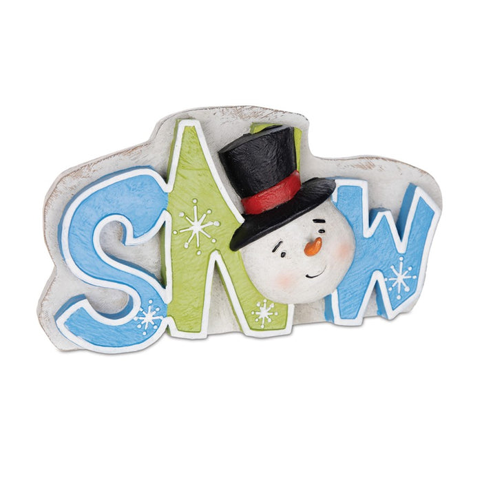Melrose Snowman Noel Joy Snow Tabletop Sign, Set of 3, Blue/Green