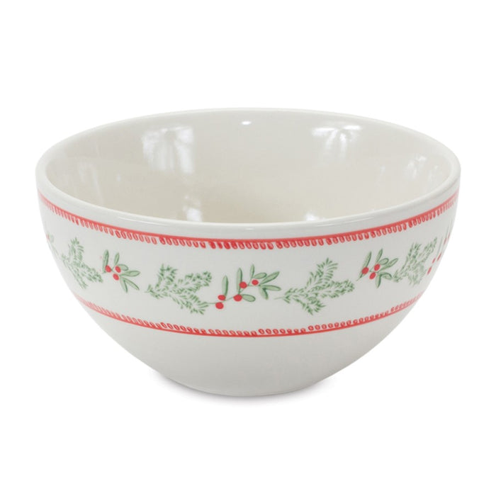 Melrose International Stoneware Mistletoe Bowl, Set of 3, White