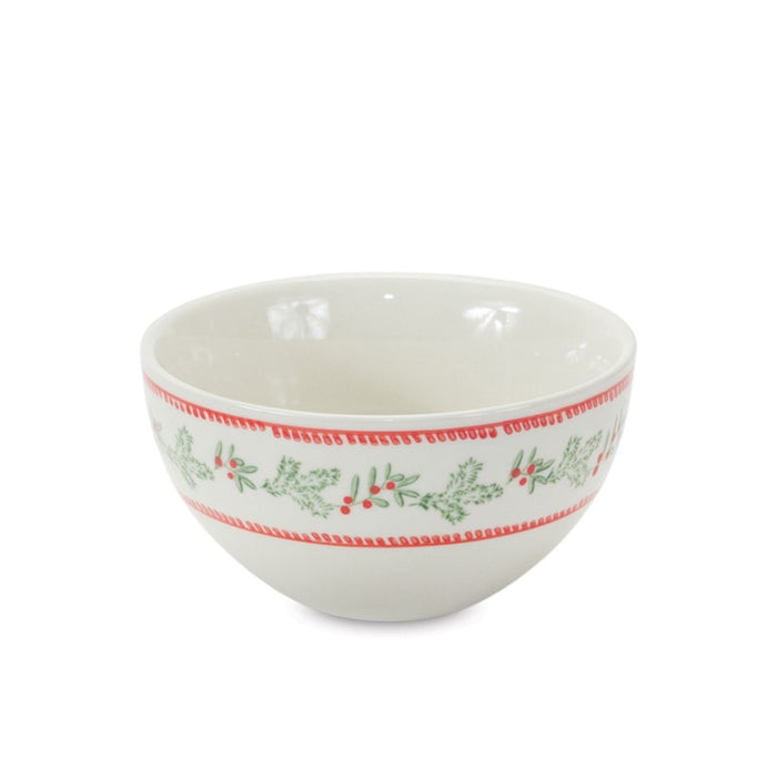 Melrose International Stoneware Mistletoe Bowl, Set of 3, White