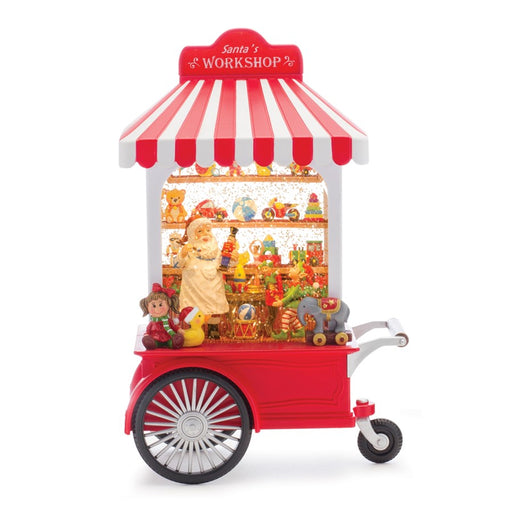 Melrose LED Snow Globe Santa's Workshop Stand 10.75"H, Red/White - 86086DS