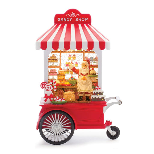Melrose LED Snow Globe Santa's Candy Stand 10.75"H, Red/White - 86087DS