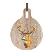 Melrose Deer Print Cutting Board Decor 7.75"D, Brown/White - 86095DS