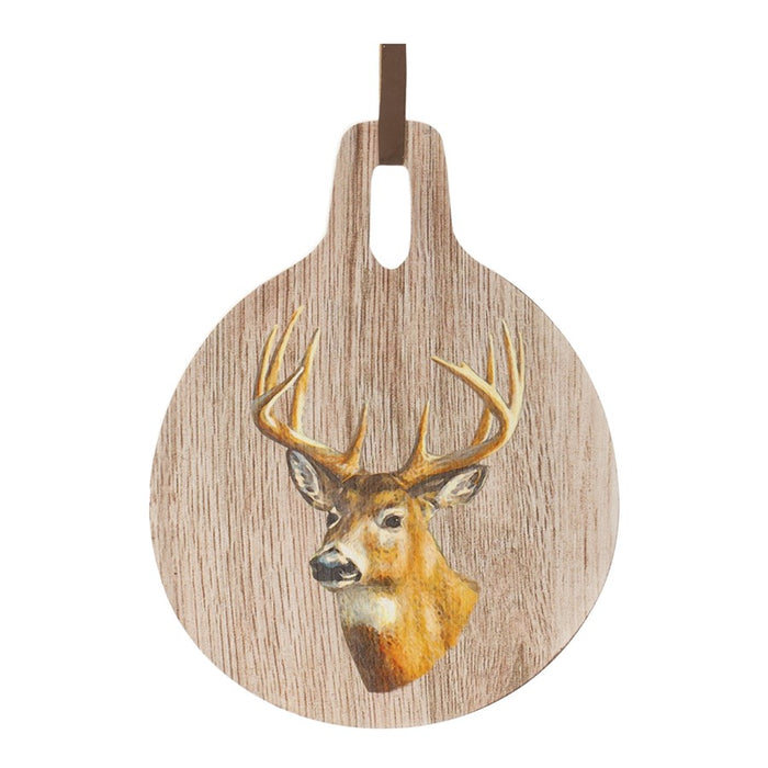 Melrose Deer Print Cutting Board Decor 7.75"D, Brown/White - 86095DS