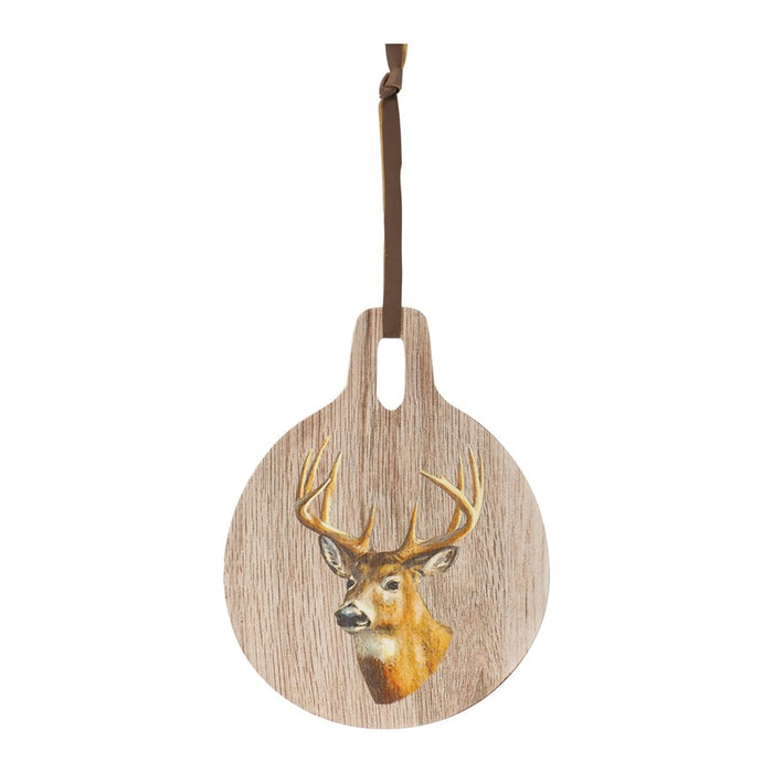 Melrose Deer Print Cutting Board Decor 7.75"D, Brown/White