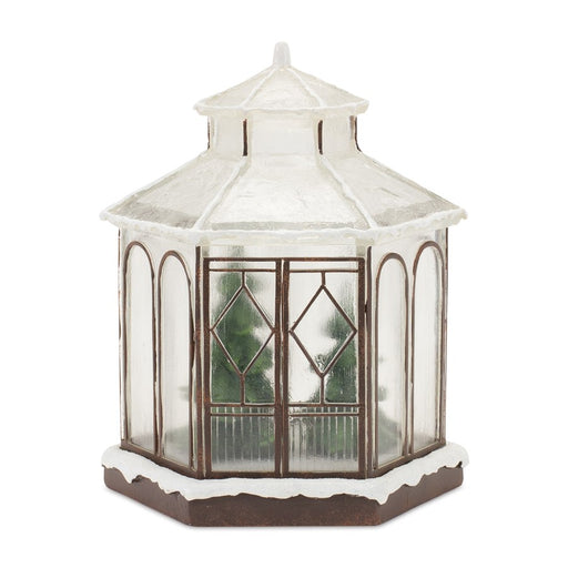 Melrose Int. LED Winter Gazebo Display 9"H, Green/Brown/CleaRed - 86108DS