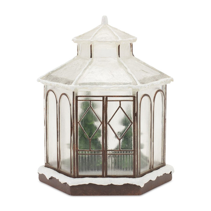 Melrose Int. LED Winter Gazebo Display 9"H, Green/Brown/CleaRed - 86108DS