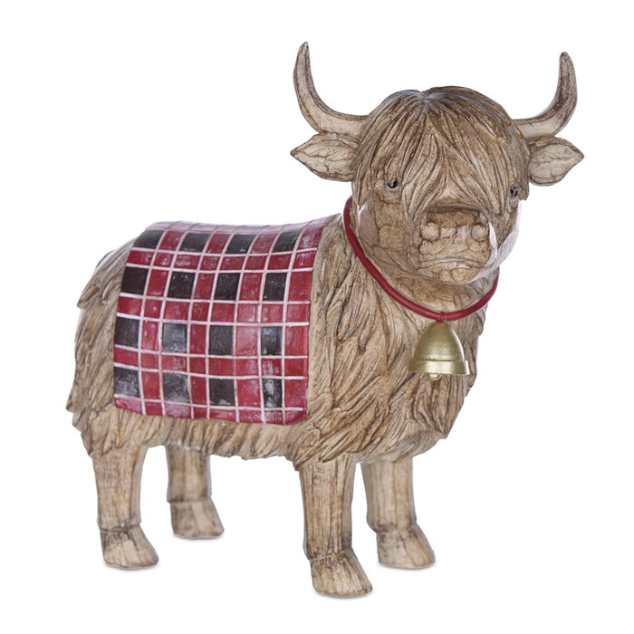 Melrose Int. Highland Cow Winter Figurine, Set of 2, Red/Brown