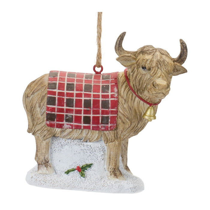 Melrose International Highland Cow Ornament, Set of 6, Brown/Red