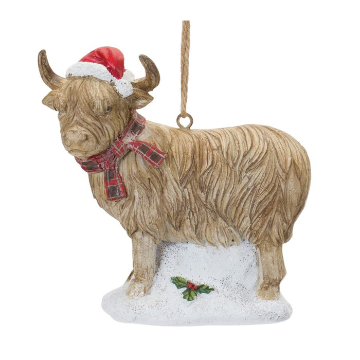 Melrose International Highland Cow Ornament, Set of 6, Brown/Red