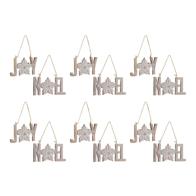 Melrose Joy Noel Snowflake Ornament, Set of 12, Brown/White