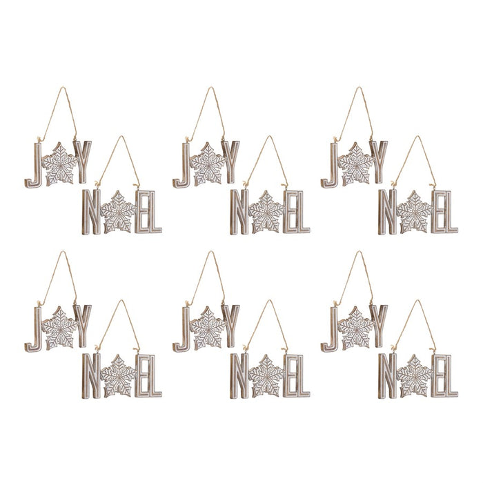Melrose Joy Noel Snowflake Ornament, Set of 12, Brown/White