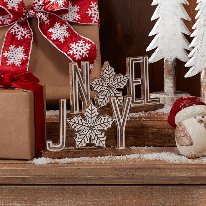 Melrose International Joy/Noel Tabletop Sign, Set of 4, Brown