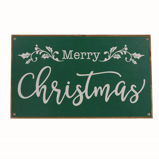 Melrose International Merry Christmas Sign 20"L, Green/Brown - 86119DS