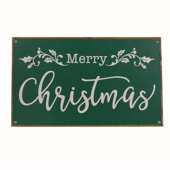 Melrose International Merry Christmas Sign 20"L, Green/Brown - 86119DS